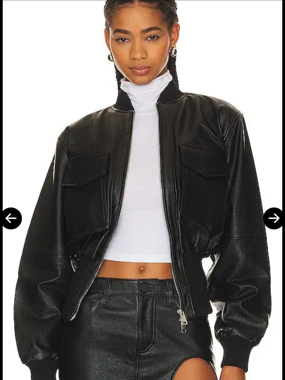 GRLFRND The Cropped Leather Bomber